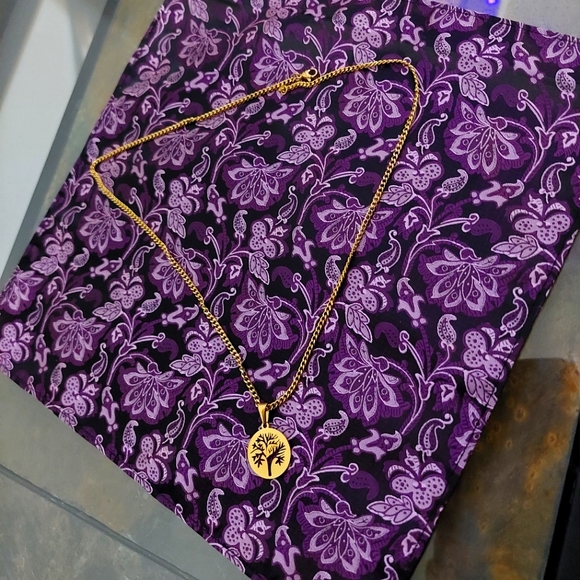 18K Gold Plated Tree Of Life Pendant and 18K Gold Plated Miami Cuban Link - Picture 7 of 13
